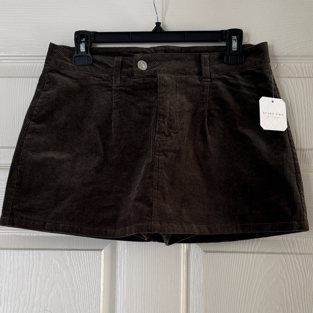 Altar'd State Dark Green Corduroy Skirt